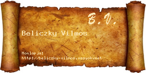 Beliczky Vilmos névjegykártya